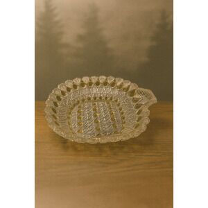 American Brilliance Cut Glass Bowl Gold Flash Vintage Crystal Serving Dish
